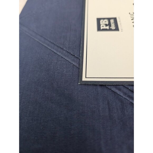 NWT Pottery Barn Dorm Organic Ruched Diamond Duvet Covet Blue Twin Reg. $69 - Picture 3 of 5